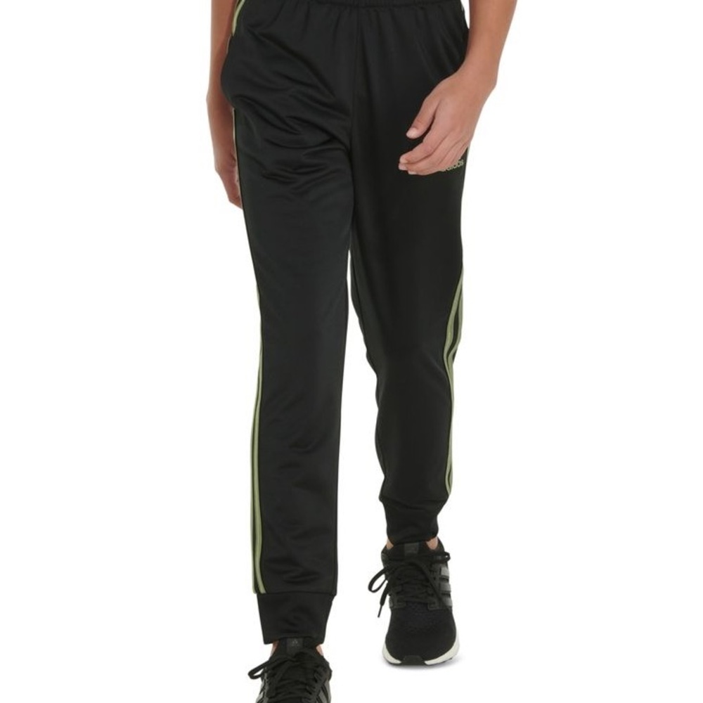 Adidas Black and Green Sweatpants with Tapered Fit